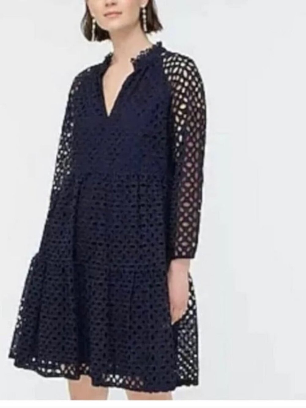 J. Crew Tiered Popover Dress in Embroidered Eyelet